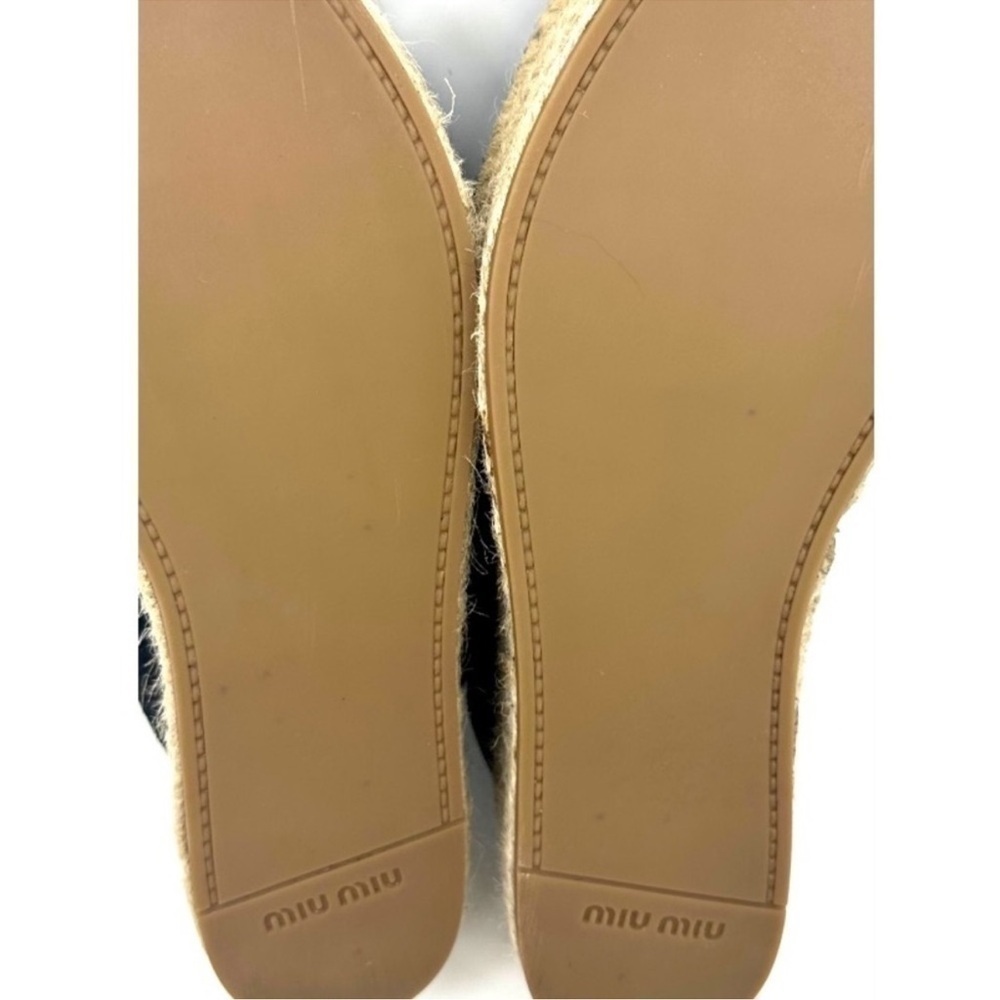 MIU MIU Suede Espadrille Platform Slip on Slides Sandals Black size 8 NEW - Picture 12 of 14
